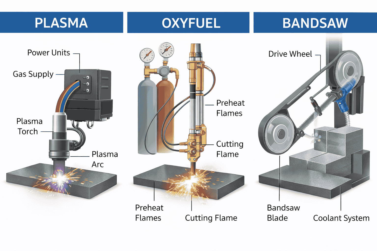 plasma, oxyfuel, and bandsaw systems